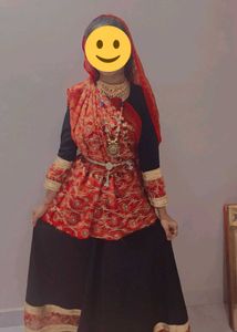 Red & Black Embroidered Lehenga Choli Set