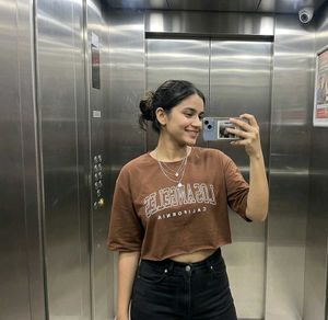 Cute Brown Cropped "Los Angeles" Top