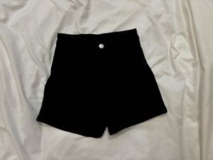 Black High-Waisted Denim Shorts