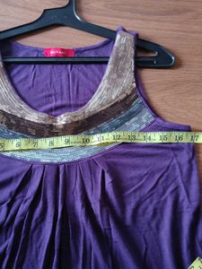 Sparkly Embellished Purple Tank Top
