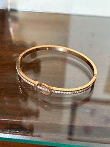 Gold Bangle with Rhinestones