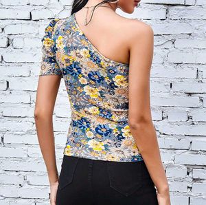One shoulder Floral Print top