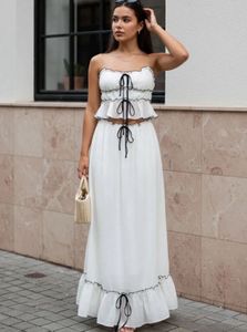 Boho White Ruffle Co-ord Set