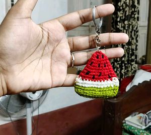 Crocheted twinkling Watermelon Keychain