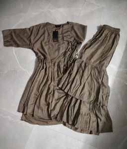 Beige Brown Gharara Set.