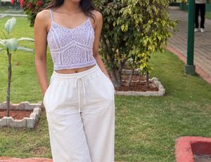 Lavender Cropped Lace Tank Top