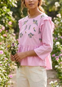 Charming Embroidered Peplum Top