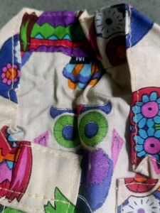 mens Vibrant Owl Print Kurta