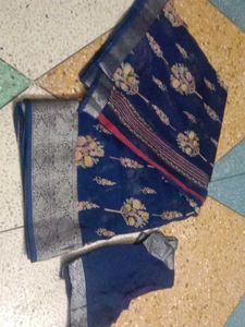 Navy Blue Saree with Floral Print