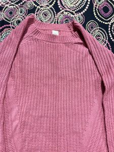 Pink Knit Pullover Sweater
