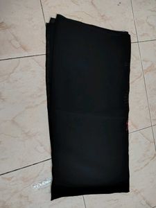 Elegant Black Scarf with Red Embroidery