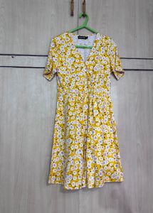 Yellow Floral Mini Dress- free delivery