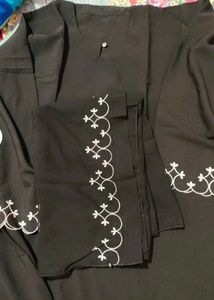 Embroidered Black Abaya with hijab