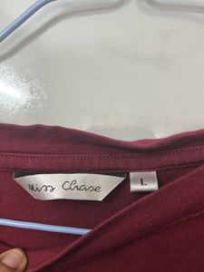 Maroon Long Sleeve Crop Top