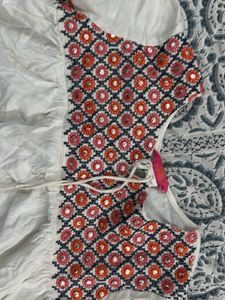 Embroidered White Tassel Kurta