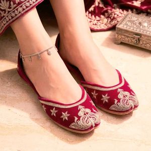 Embroidered Velvet Flats