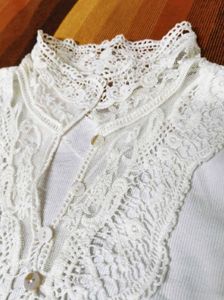 White Lace Trim  Cotton Sleeveless Top