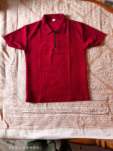 L Size | Red Half-Zip Polo 🔥