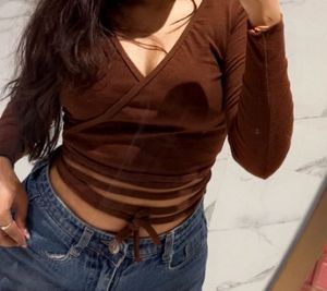 🤎Brown Wrap Top
