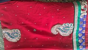 Red &amp; Multicolor Embroidered Saree With Blouse