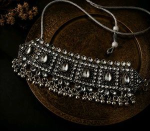 Exquisite Oxidized Silver Necklace Set