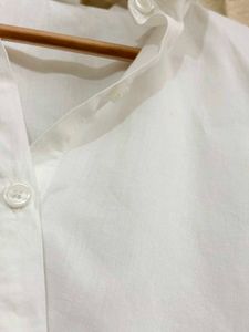 White Cropped Collared Shirt