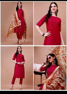 Combo Kalini Red Kurta And Silk Suit