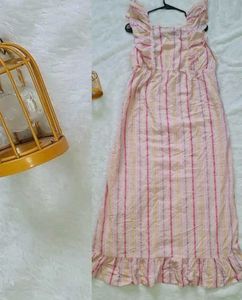 Pink Striped Smocked Maxi Dress
