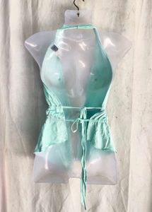 Light Blue Halter Neck Peplum Top