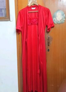 New Vibrant Red Nightgown &amp; Robe Set