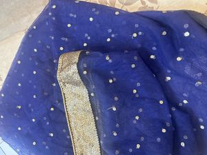 Royal Blue Cold Shoulder Gown with dupatta