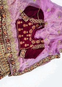 Stunning Maroon Embroidered Lehenga Choli