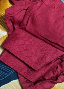 Mauve Kurta Set with Golden Embroidery