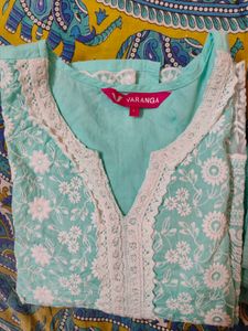 Pure Cotton Teal Embroidered Kurta set