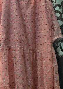 Pink Printed Long Frock