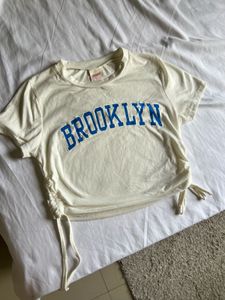 Urbanic - Cream Brooklyn Graphic Crop Top