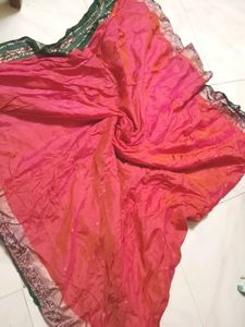 Beautiful Pink Saree with Golden Border