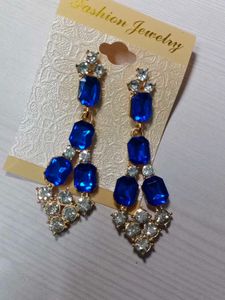 Elegant Blue and Clear Gemstone Earrings."