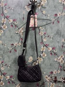 Quilted Crossbody Bag with Pouch