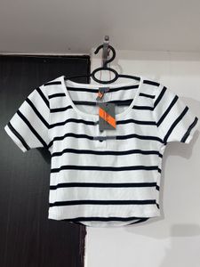 Striped Cropped Short Sleeve Top