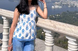 Boho Blue &amp; White Print Camisole Top