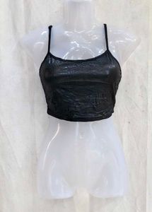 291110. Chic Black Cropped Camisole Top
