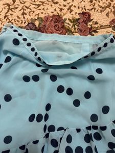 Blue Polka Dot Ruffled Skirt