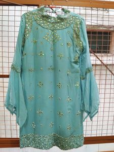 heavy mirror work kurta sharara set