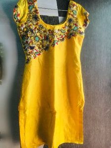 Yellow Embroidered Kurta