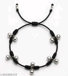 Chic Black Anklet with Bells