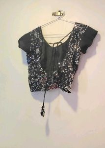 black Sequin   Party Blouse
