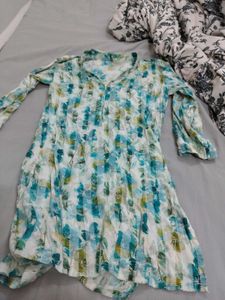 Women's Blue Floral Print Kurta