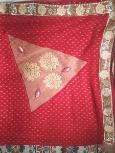 Red Designer Saree With Blouse