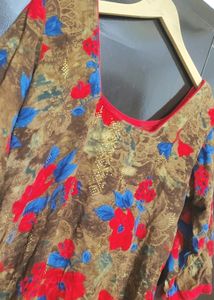 Multi 🔴🔵Floral Printed Kurti For 40 Bust